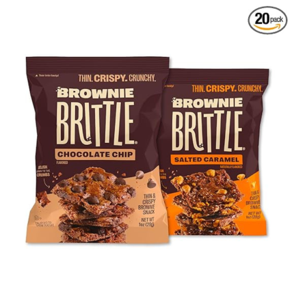 Brownie Brittle – Chocolate Chip & Salted Caramel Thin and Crispy Sweet Snacks