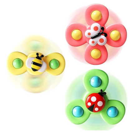 ALASOU 3PCS Suction Cup Spinner Toys for 1 Year Old Boy Girl
